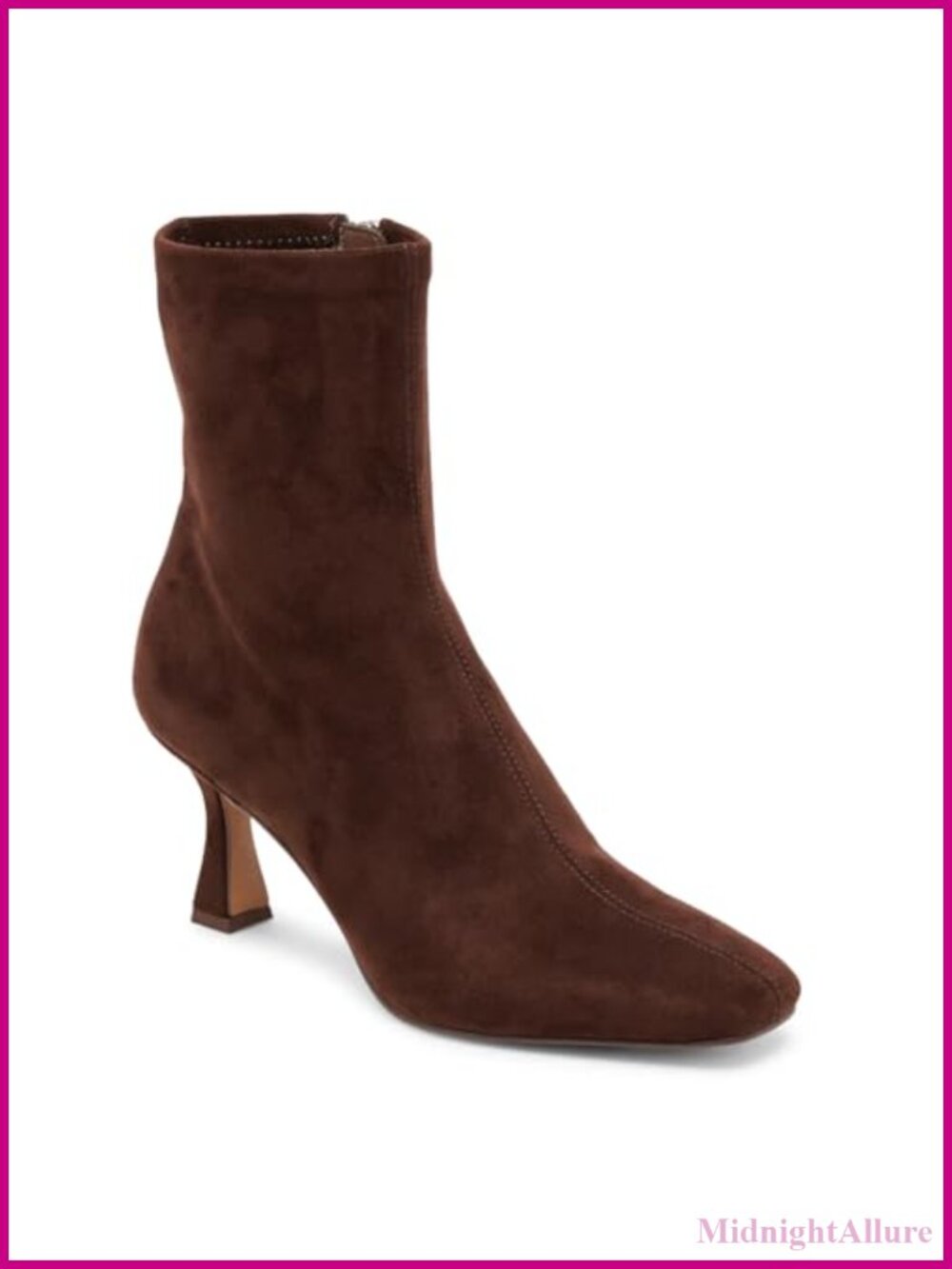 Kitten Heel Ankle Boots Square Toe Side Zipper PU Suede Women's